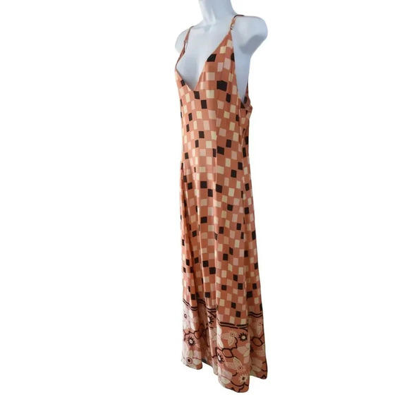 *Missing Waist Tie * O'Neill Peach Fuzz Print Dorthie Maxi Dress Size Small - Picture 4 of 8